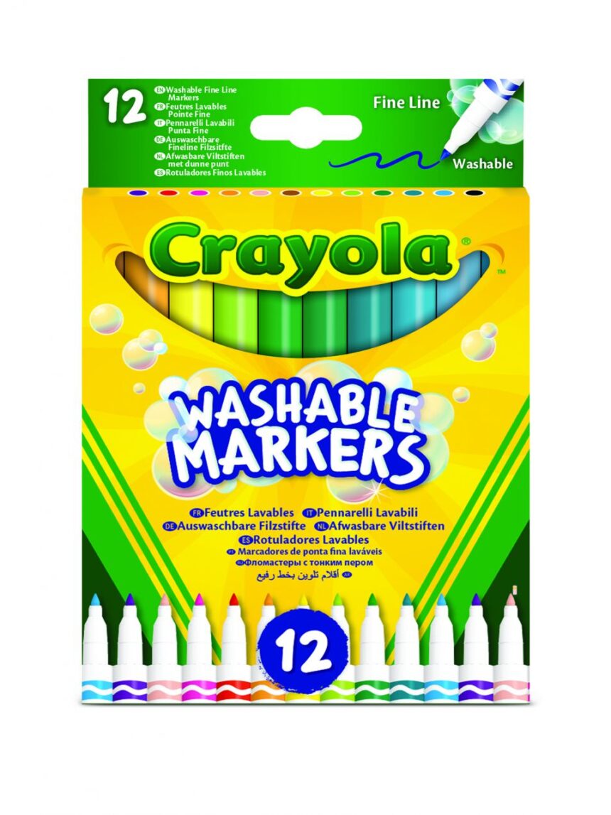 Crayola - 12 pennarelli punta fine ultra lavabili - Crayola