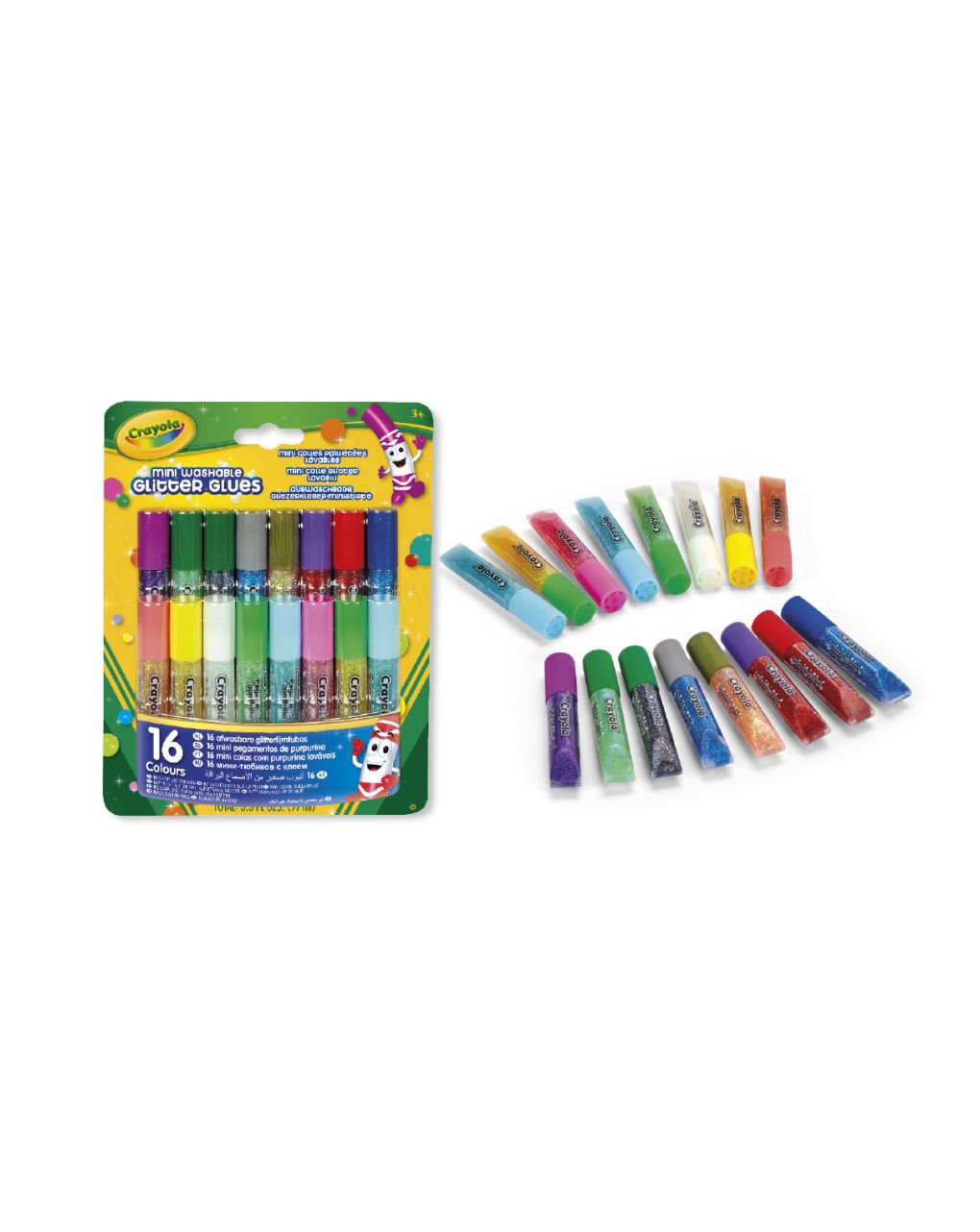 Crayola - 16 mini colle glitter lavabili - Crayola