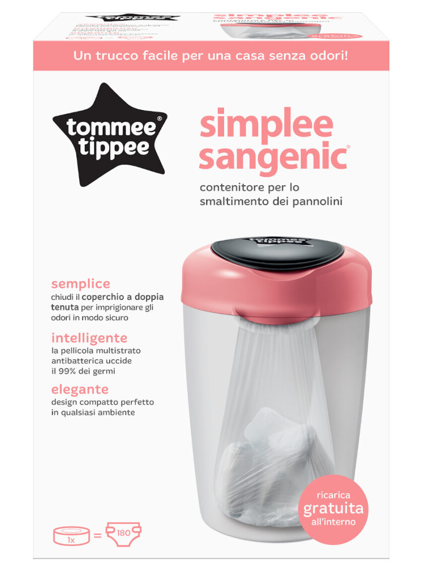 Tommee tippee sangenic simplee sistema di smaltimento pannolini, rosa - Tommee Tippee