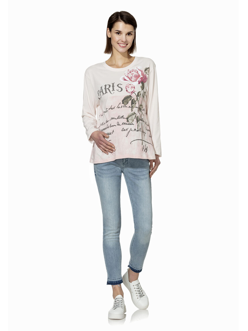T-shirt manica lunga con stampa rose - Prénatal