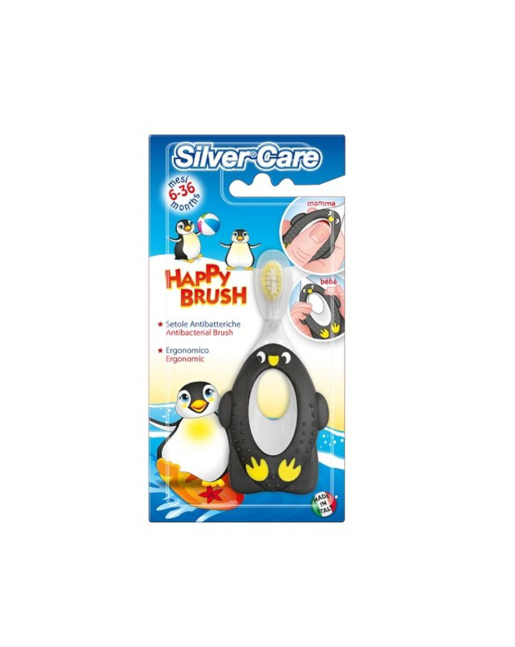 Spazzolino happy brush pinguino 6-36m - Silver Care