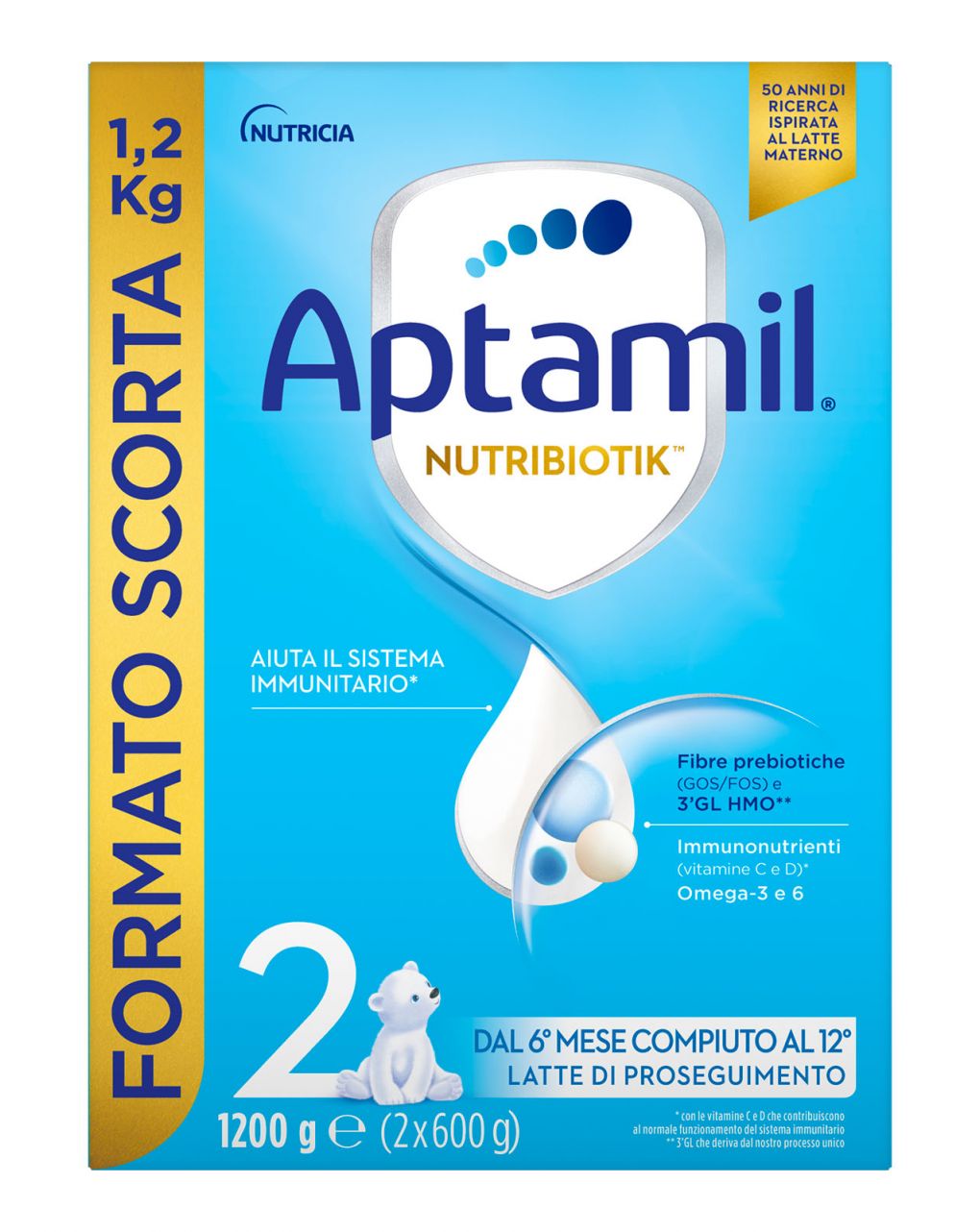 Aptamil nutribiotik - latte di proseguimento 2 in polvere 1200g - Aptamil
