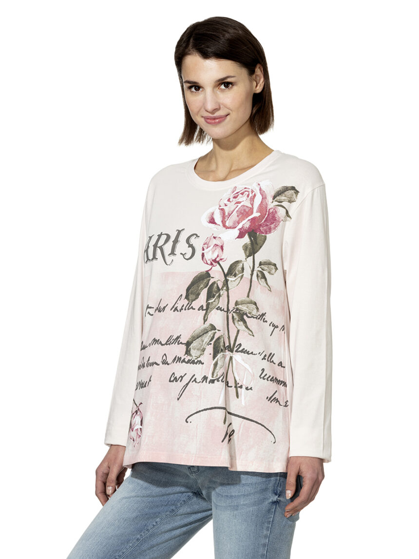 T-shirt manica lunga con stampa rose - Prénatal
