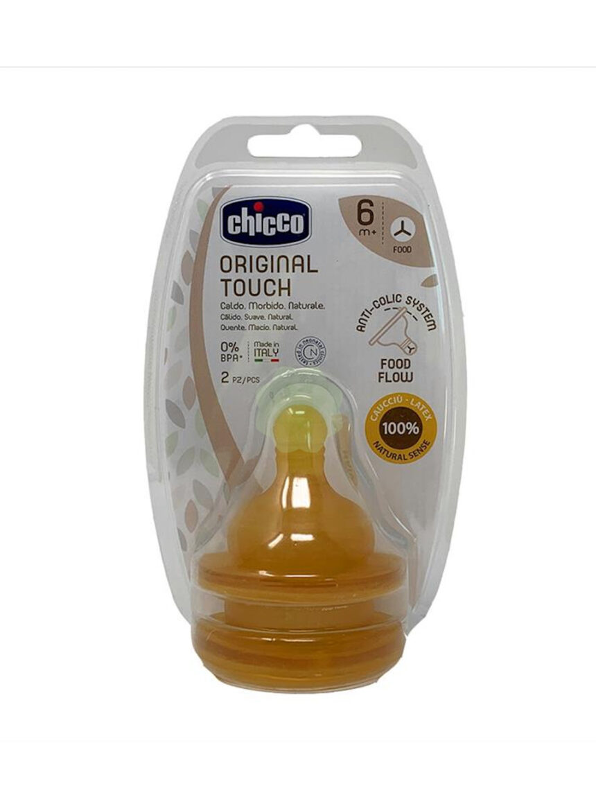2 tettarelle original touch 6m+ flusso pappa caucciu - Chicco