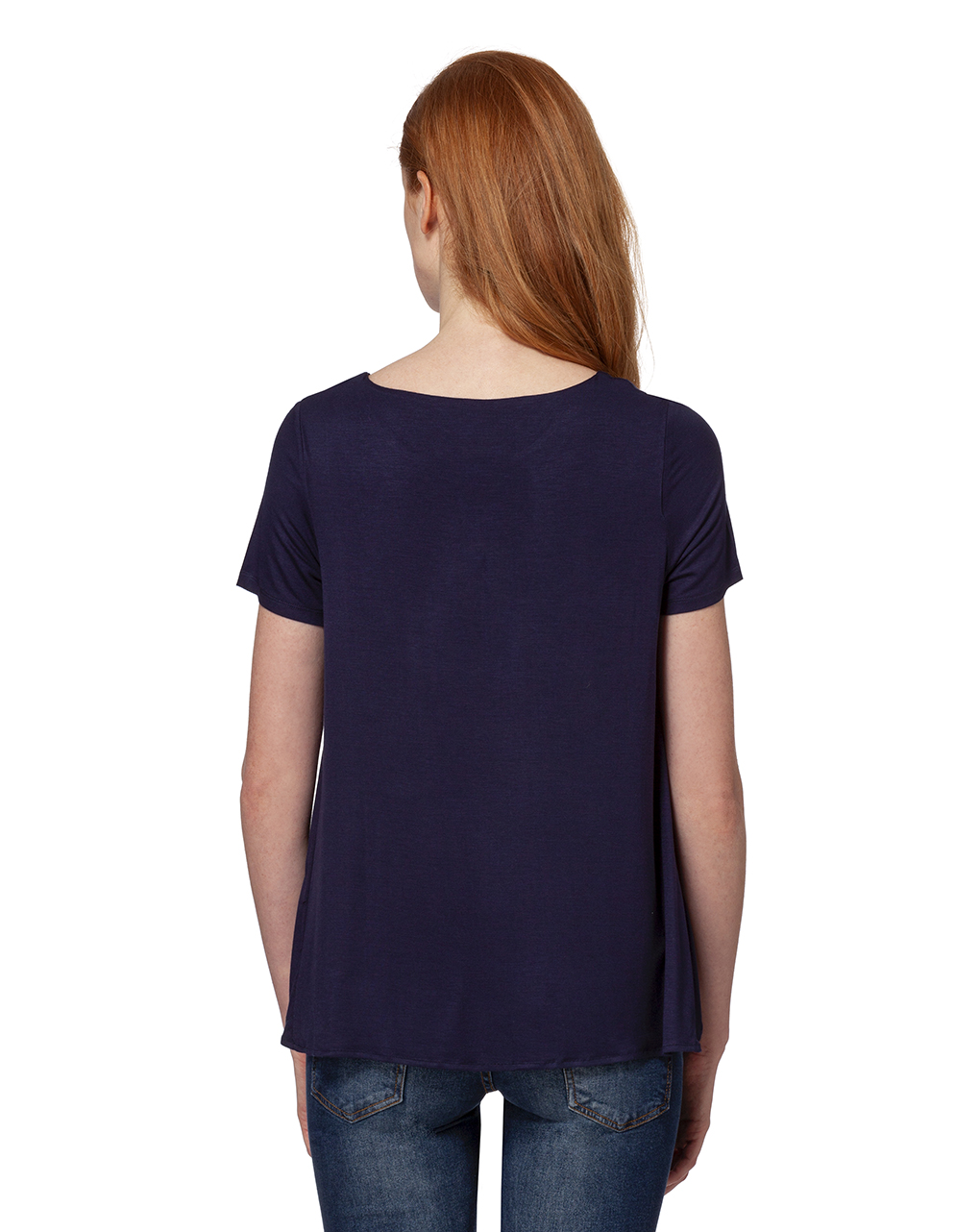 T-shirt allattamento blu e bianca con maniche corte