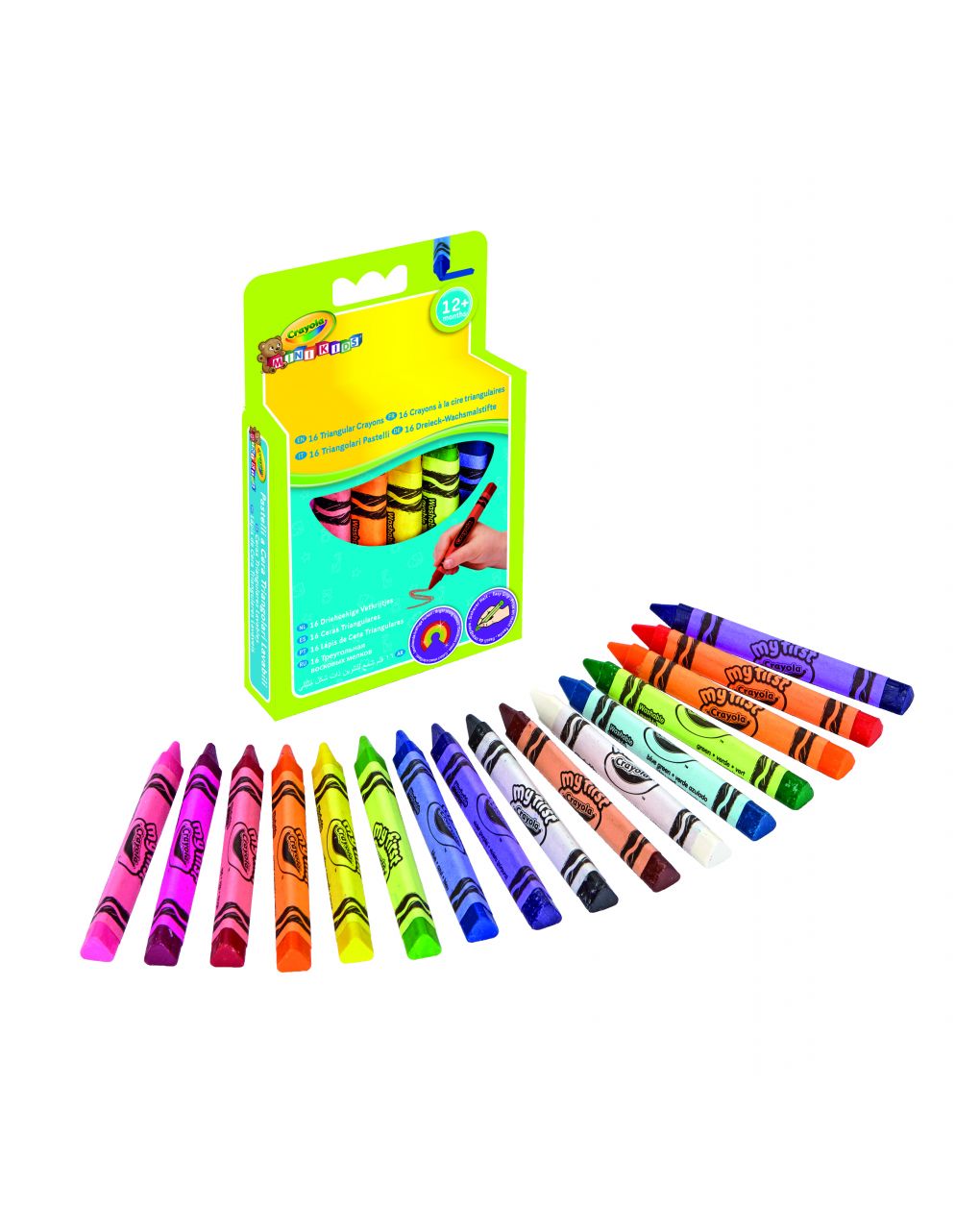 Crayola - 16 pastelli a cera triangolari lavabili mini kids - Crayola