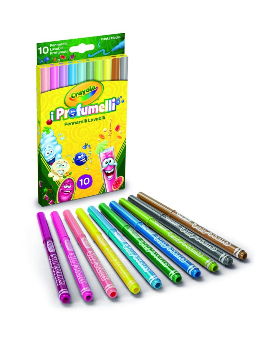 Crayola - 10 pennarelli punta media lavabili i profumelli - Crayola