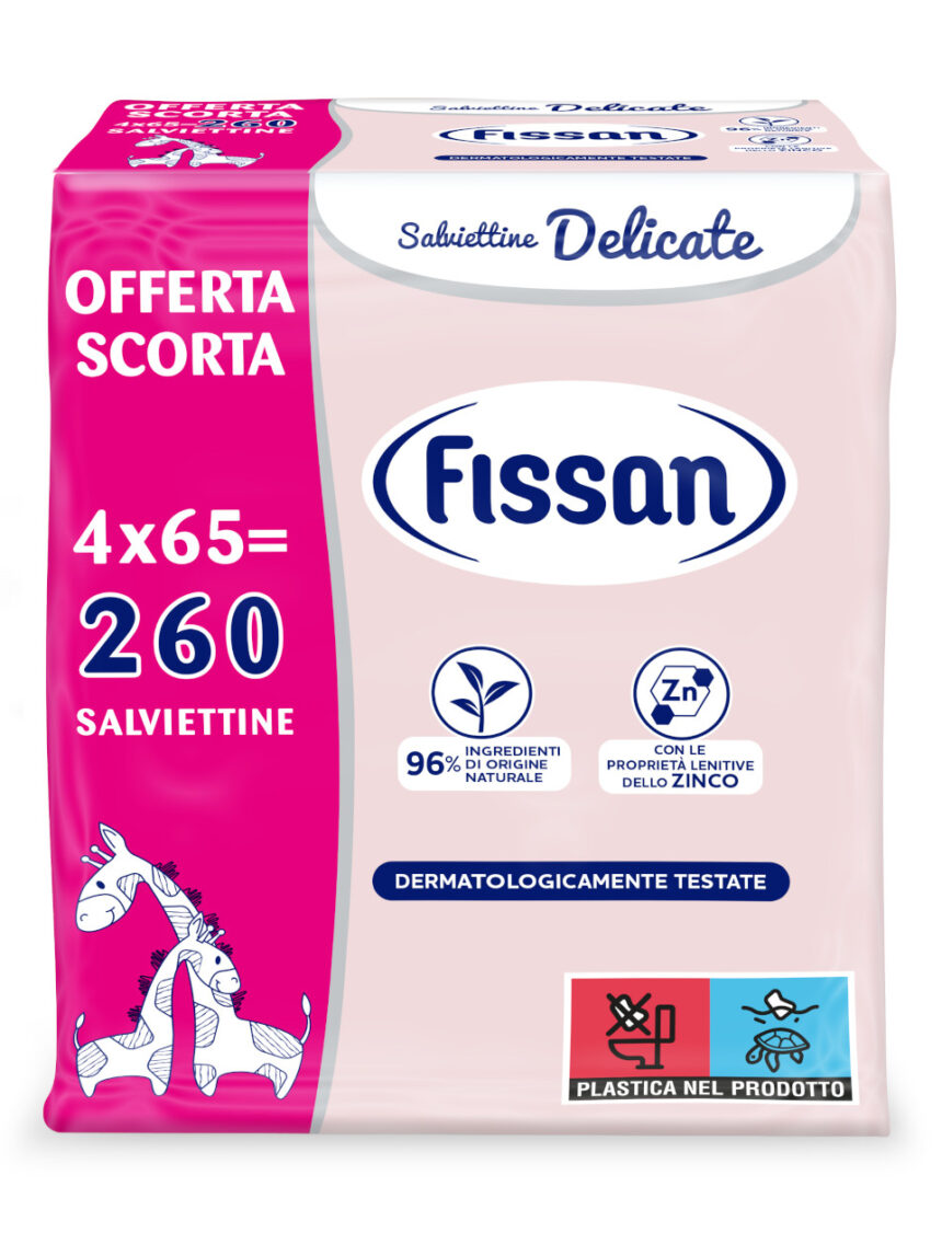 Salviette delicate detergenti - pack 4x65 (260 pezzi totali) - fissan - Fissan