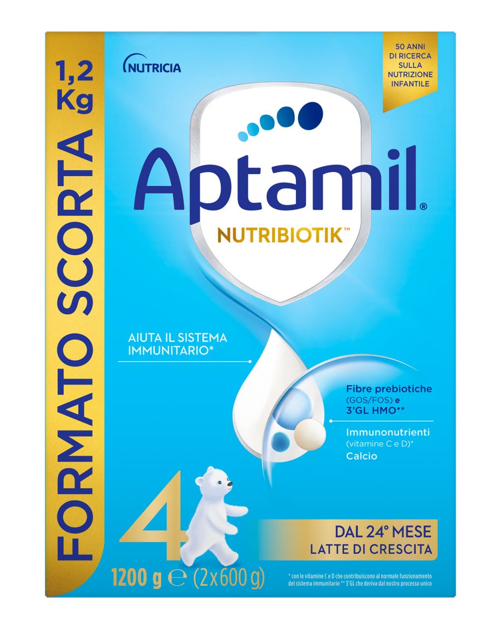 Aptamil nutribiotik 4 latte di crescita in polvere - 1.2 kg