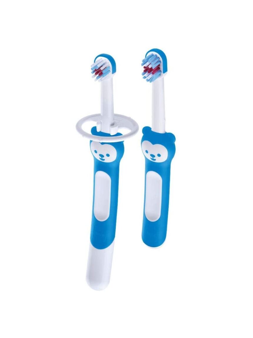 Set spazzolini denti bambini con manico lungo, da 5+ mesi, azzurro - Mam