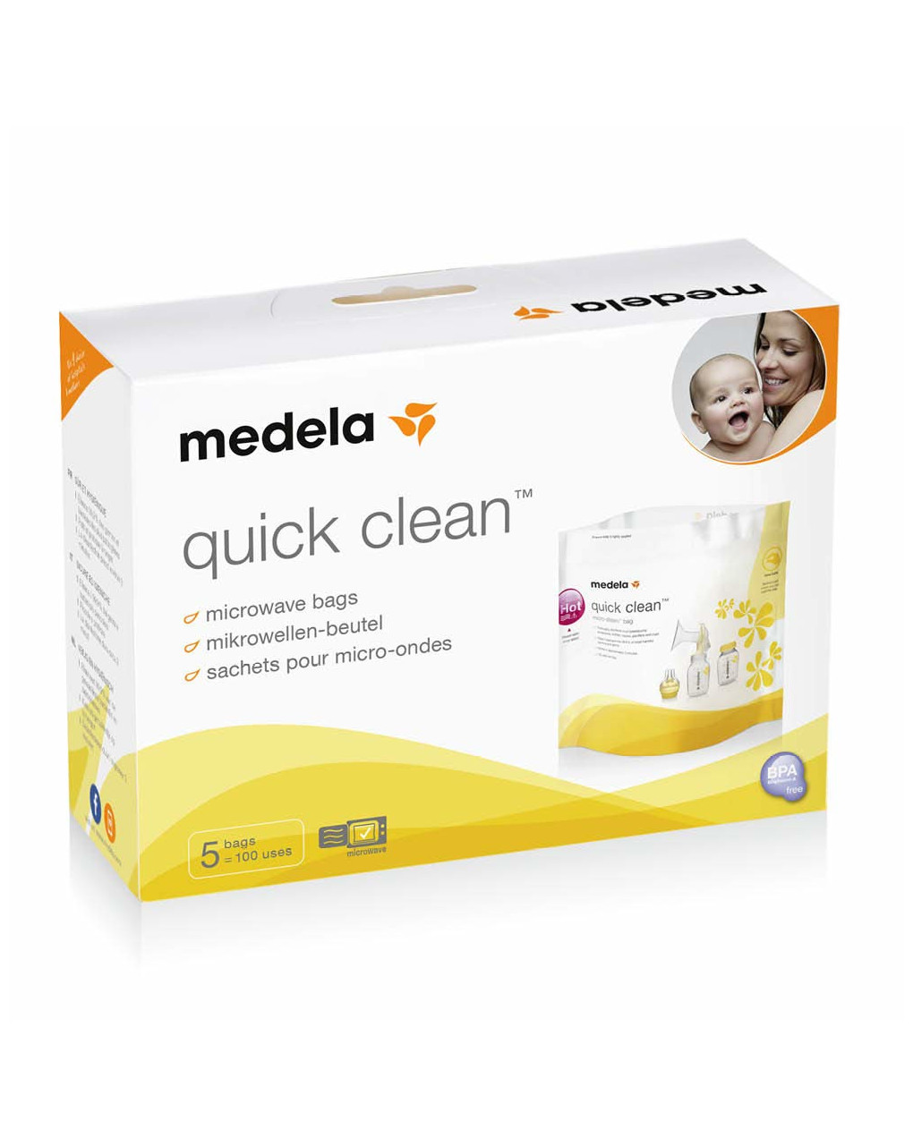 Sacche per sterilizzazione in microonde quick clean - medela - Medela