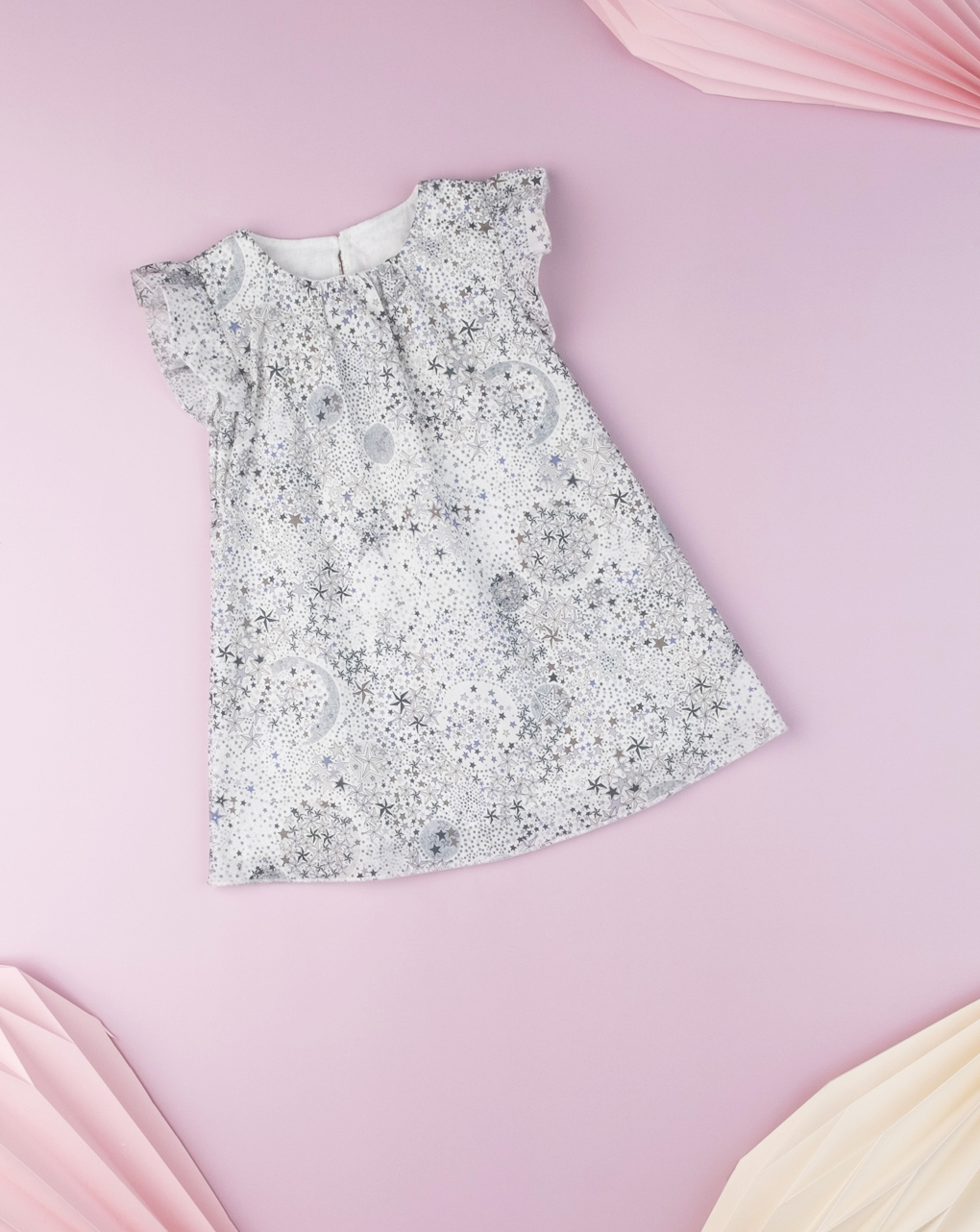 Vestito baby girl "stelle" black & white in tessuto liberty - Prénatal