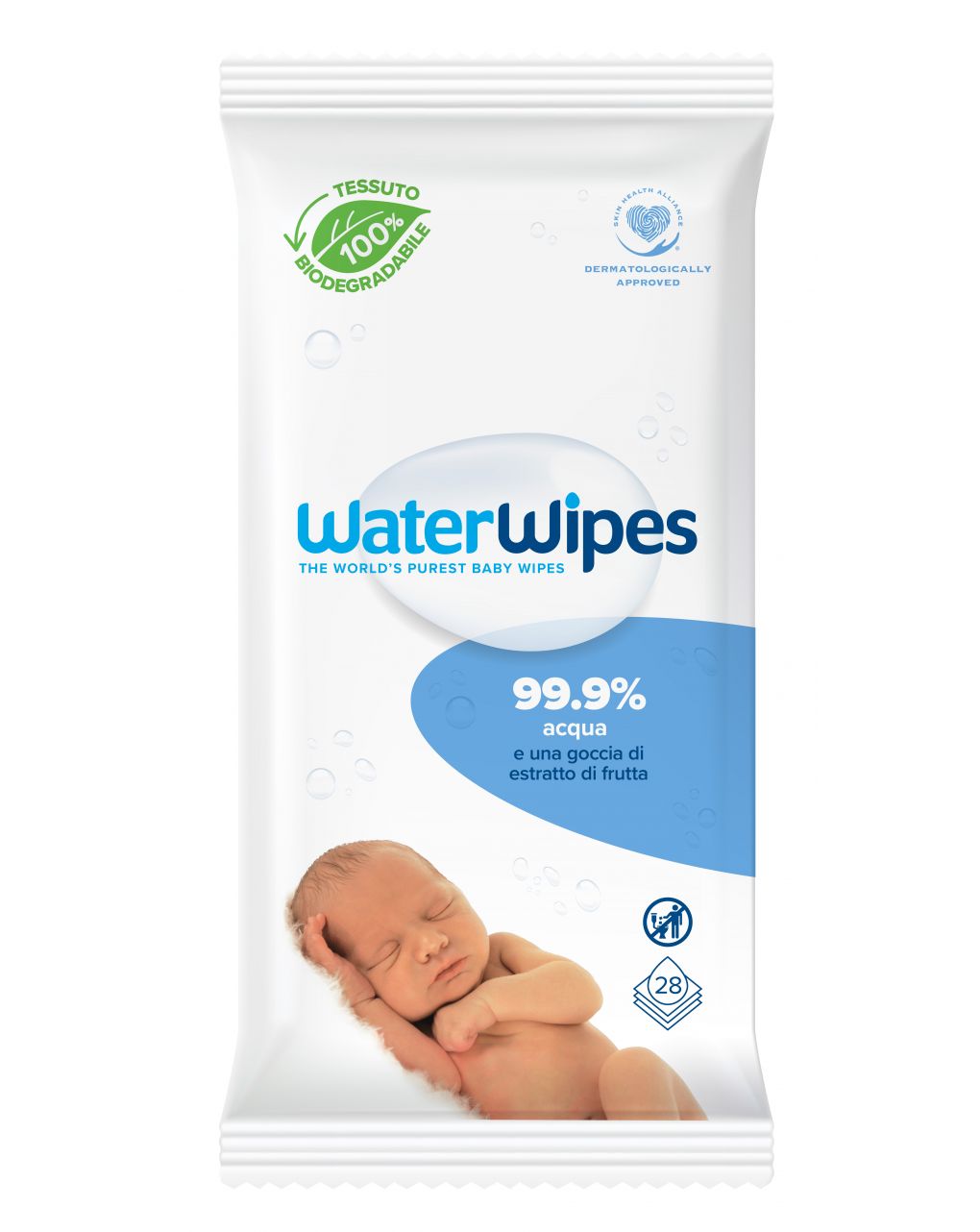 Salviette biodegradabili per bambini waterwipes – 28 pezzi