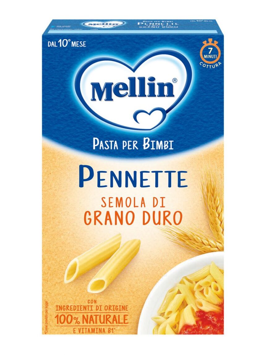 Mellin - la pasta dei bimbi 100% naturale pennette con farina di semola di grano duro 280g - Mellin