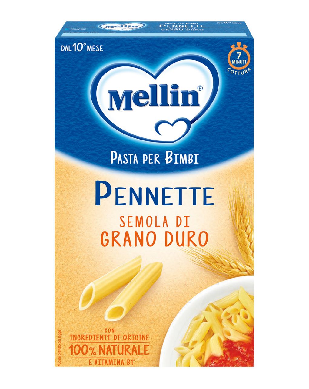 Mellin - la pasta dei bimbi 100% naturale pennette con farina di semola di grano duro 280g