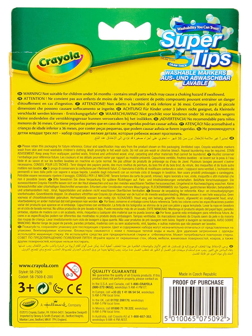 Crayola - 12 superpunta lavabili - Crayola