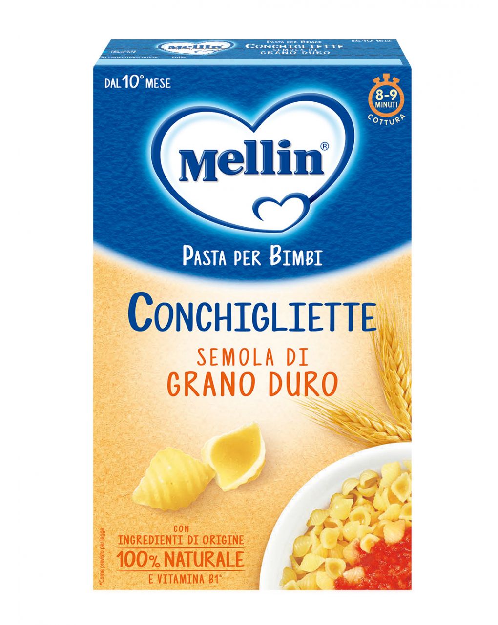 Mellin - la pasta dei bimbi 100% naturale conchigliette con farina di semola di grano duro 280g