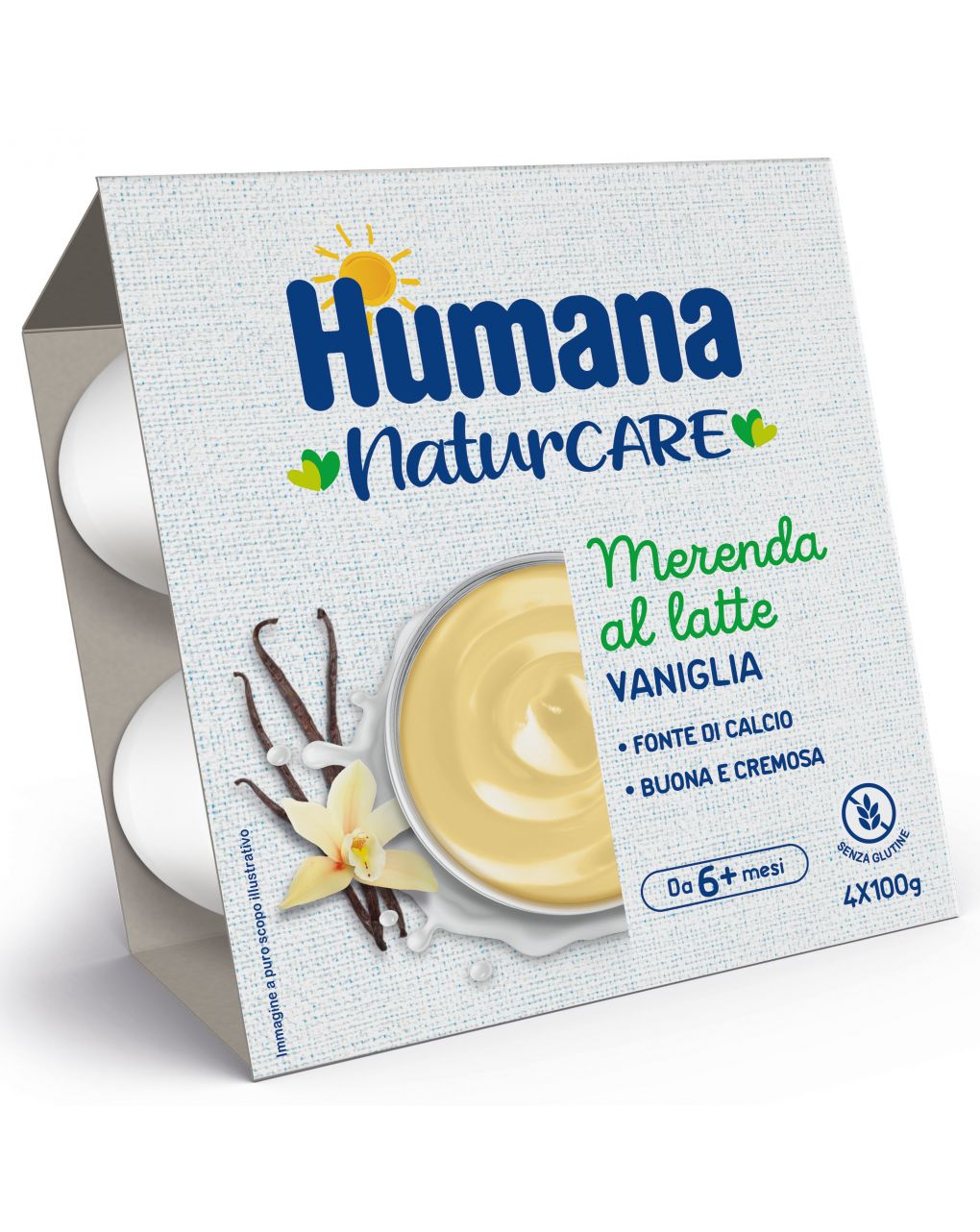 Humana merenda latte vaniglia 4x100gr
