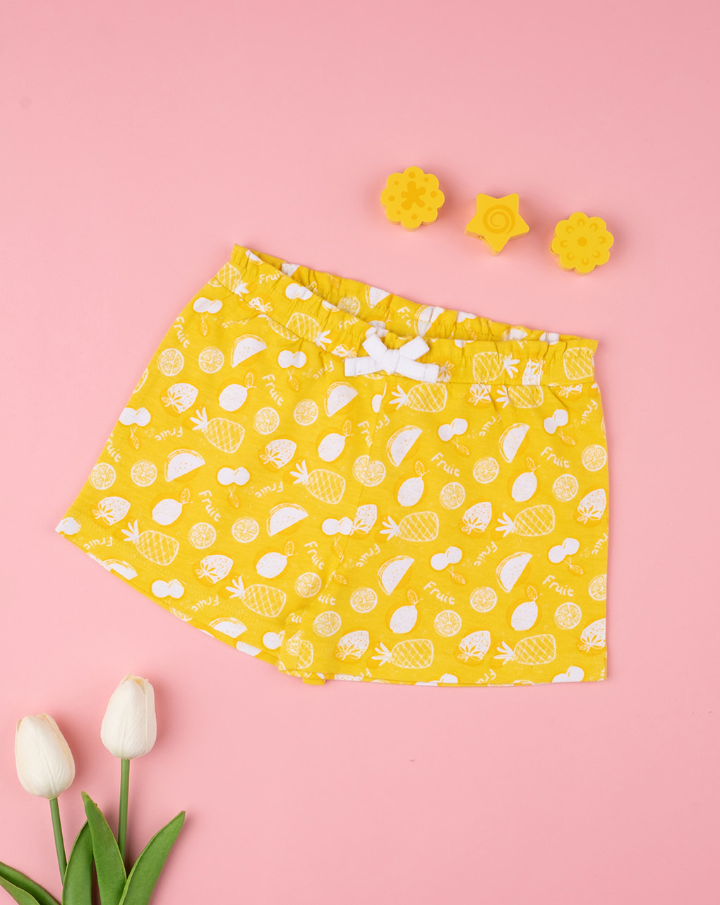 Shorts girl "fruit" yellow