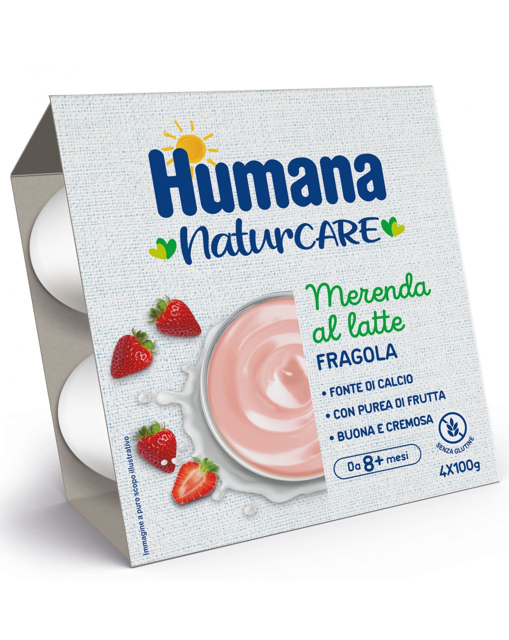 Humana merenda latte fragola 4x100gr - Humana