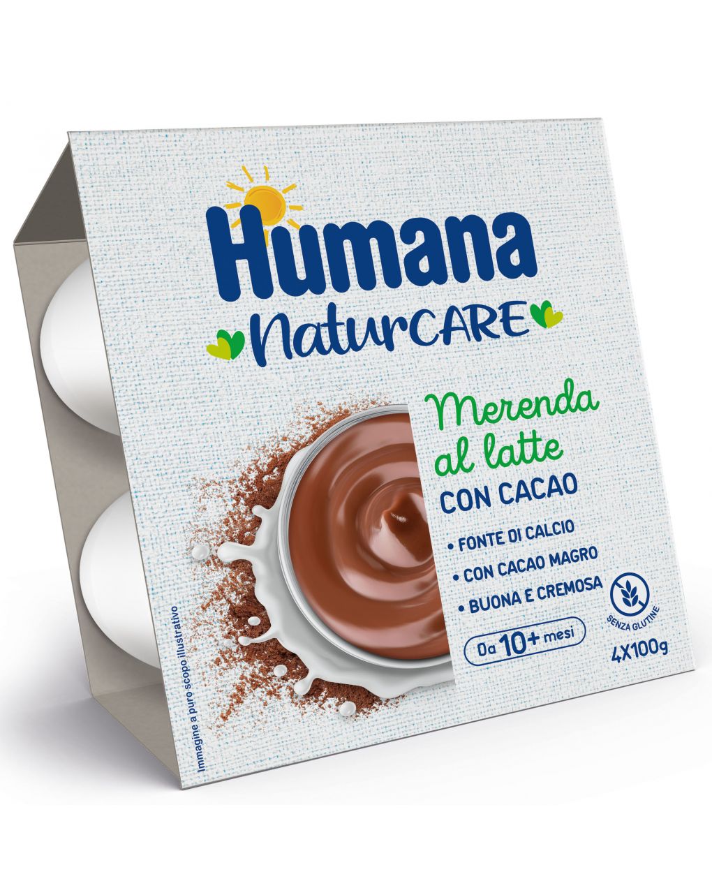 Humana merenda latte cacao 4x100gr