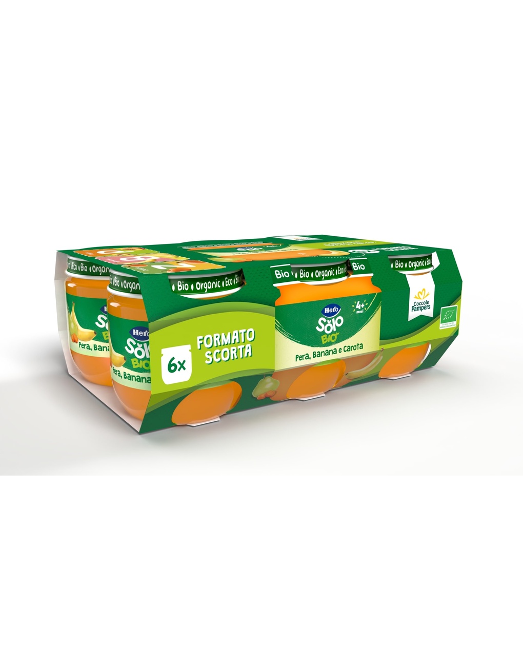 Omogeneizzati frutta pera banana e carota bio 6x120 gr - hero solo