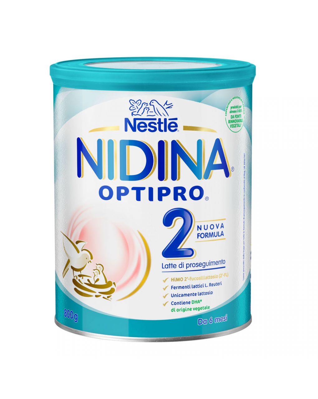 Nestlé nidina optipro 2 da 6 mesi, latte di proseguimento in polvere, latta da 800g