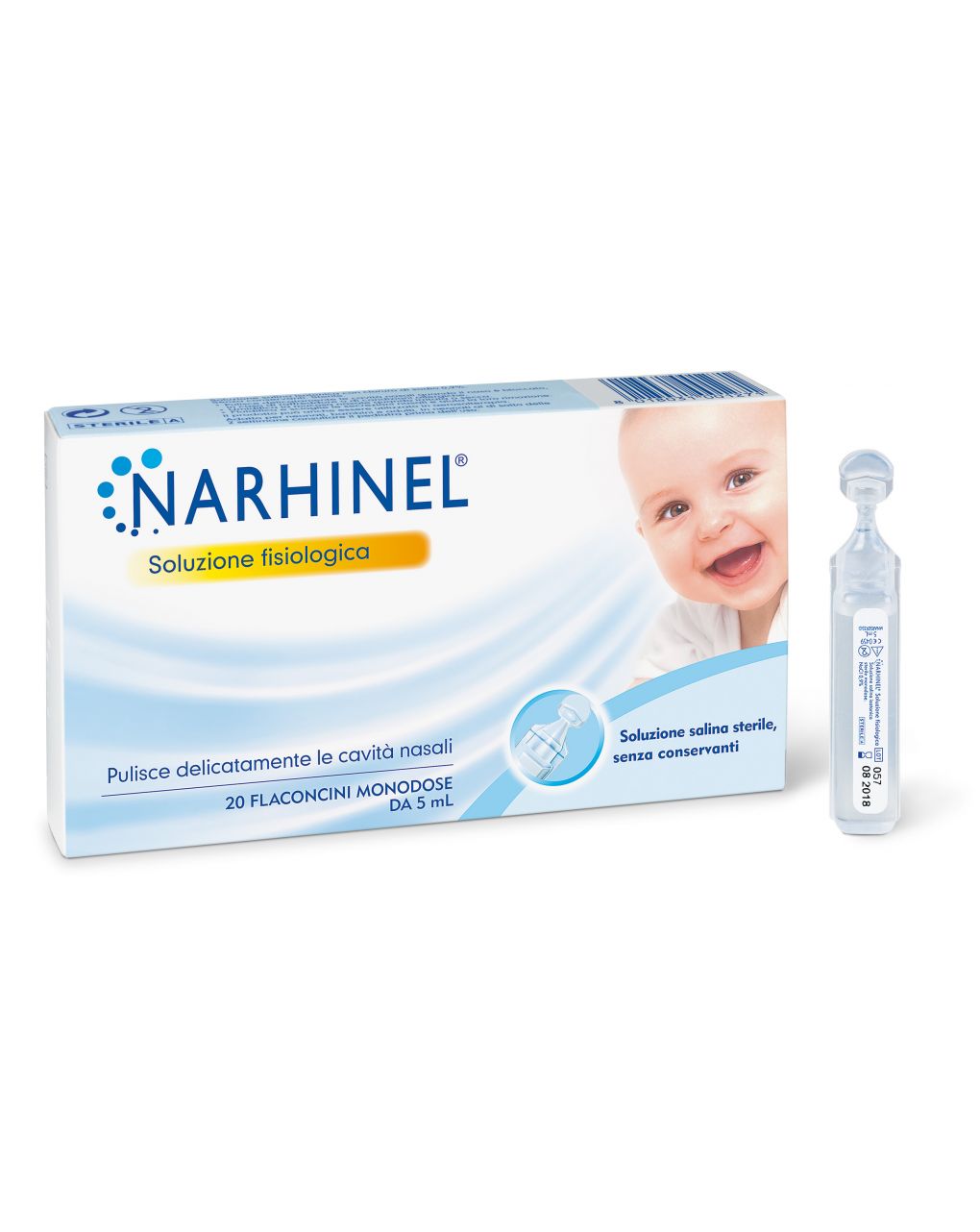 Narhinel - soluzione fisiologica salina isotonica - 20 flaconcini monodose x 5 ml