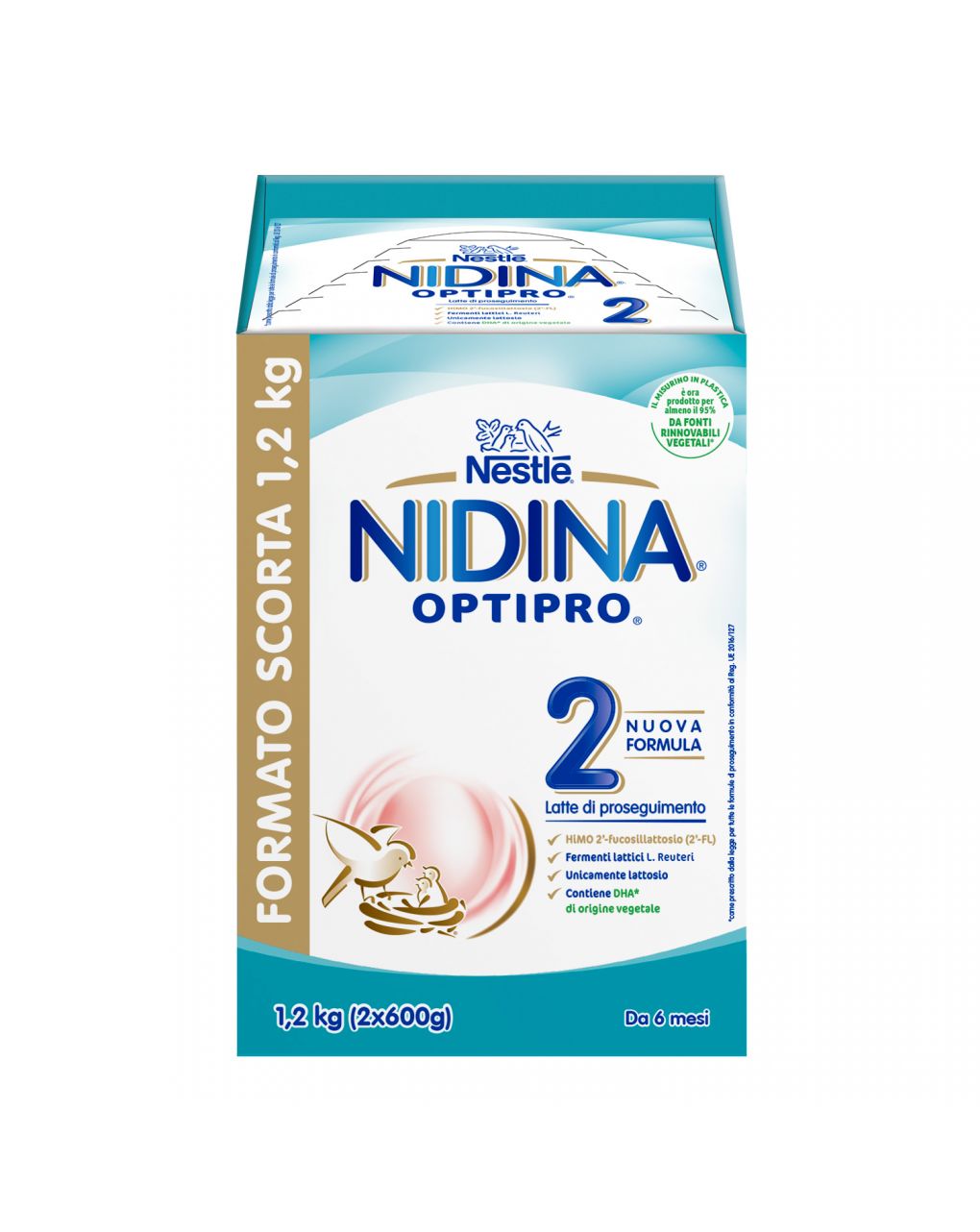 Nestlé nidina optipro 2 da 6 mesi latte di proseguimento in polvere - 1.2 kg (2x600g)