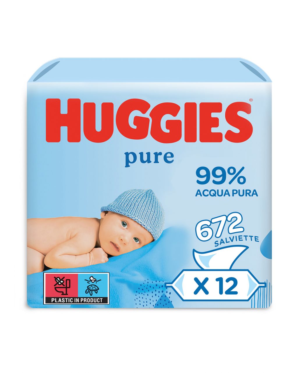Salviette umidificate per bambini huggies pure - 672 salviettine