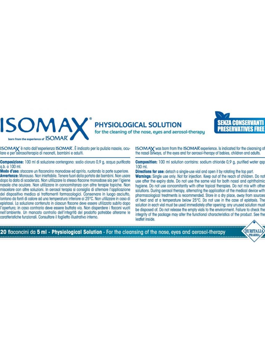 Isomax fisiologica 20 fl x 5ml - Isomax