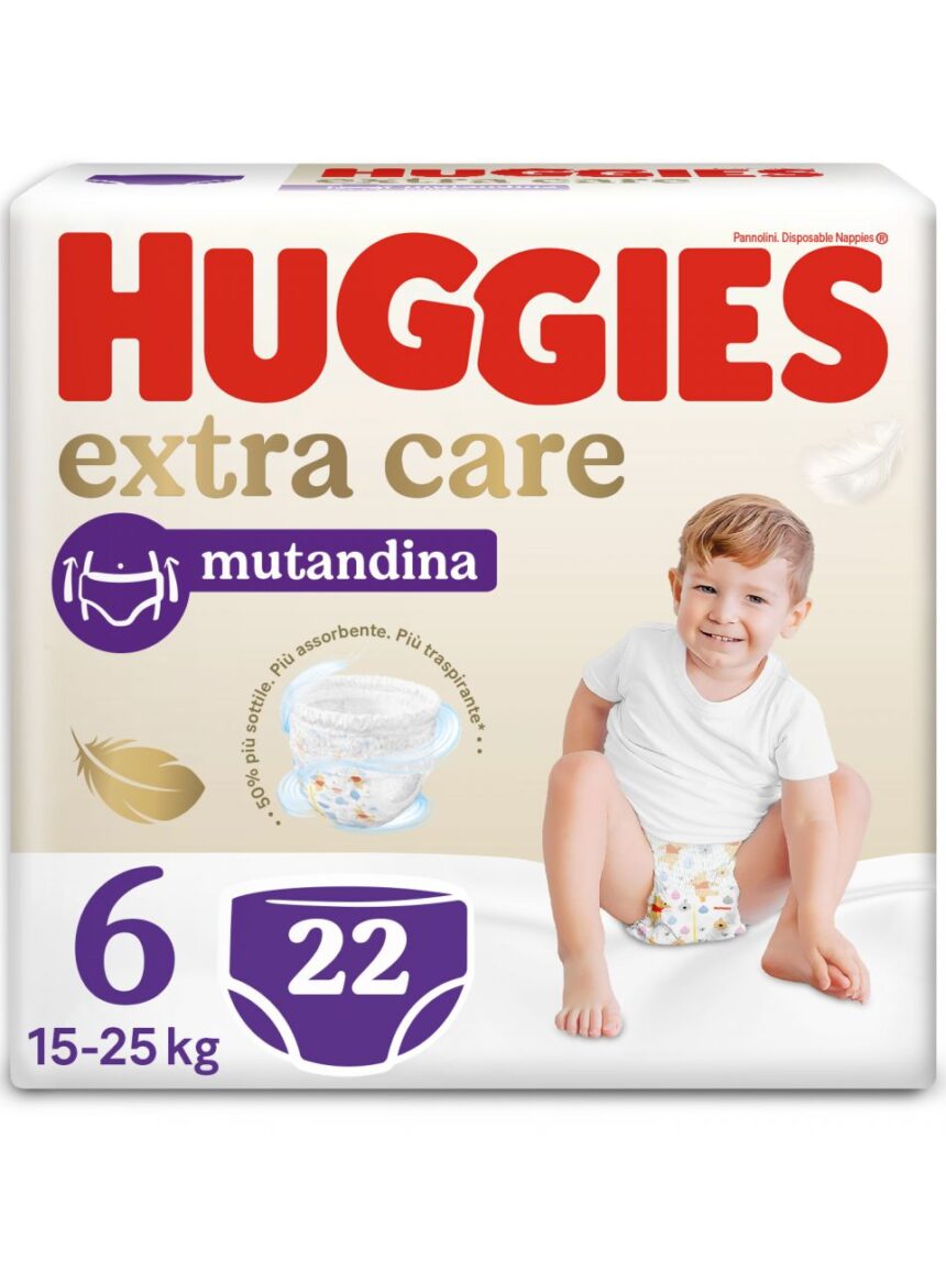 Pannolini huggies extra care mutandina tg. 6 (15-25 kg) - formato da 22 pannolini - Huggies