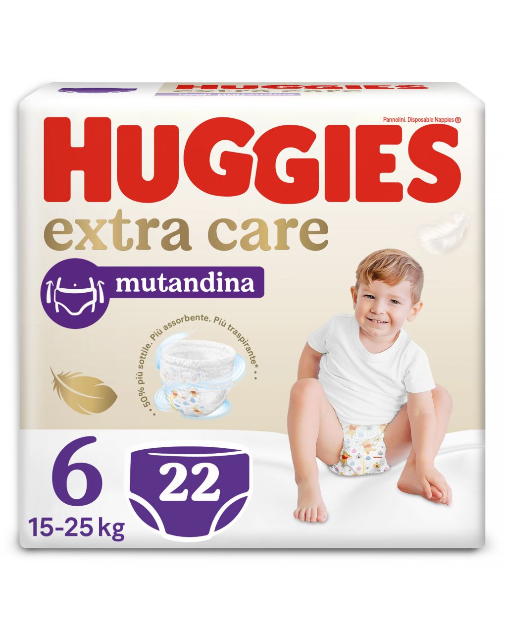 Pannolini huggies extra care mutandina tg. 6 (15-25 kg) - formato da 22 pannolini