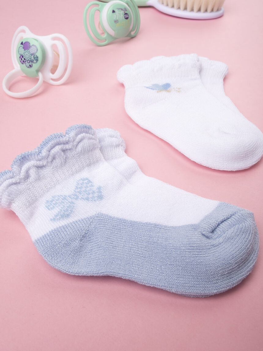 Pack 2 calze bimba "blue & white" - Prénatal