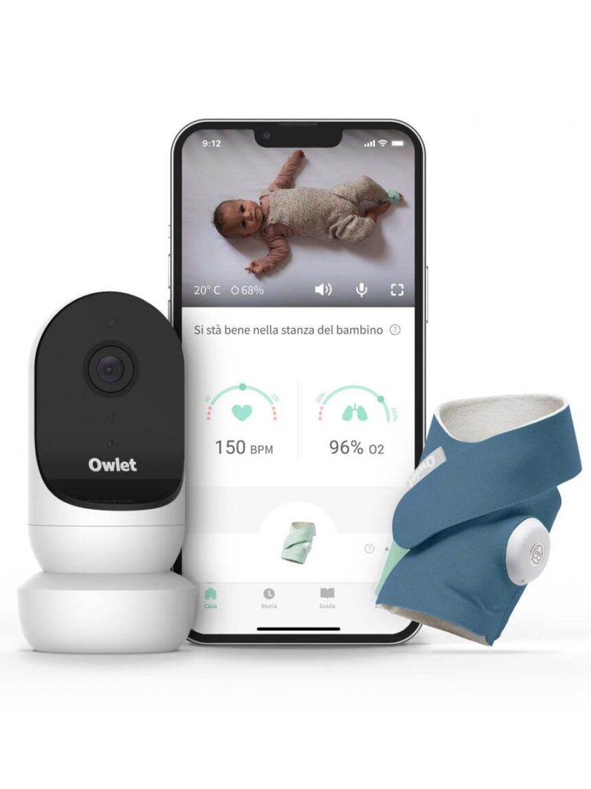 Monitor duo - smart baby monitor con video hd (smart sock 3 + cam 2) blu avio - owlet - Owlet