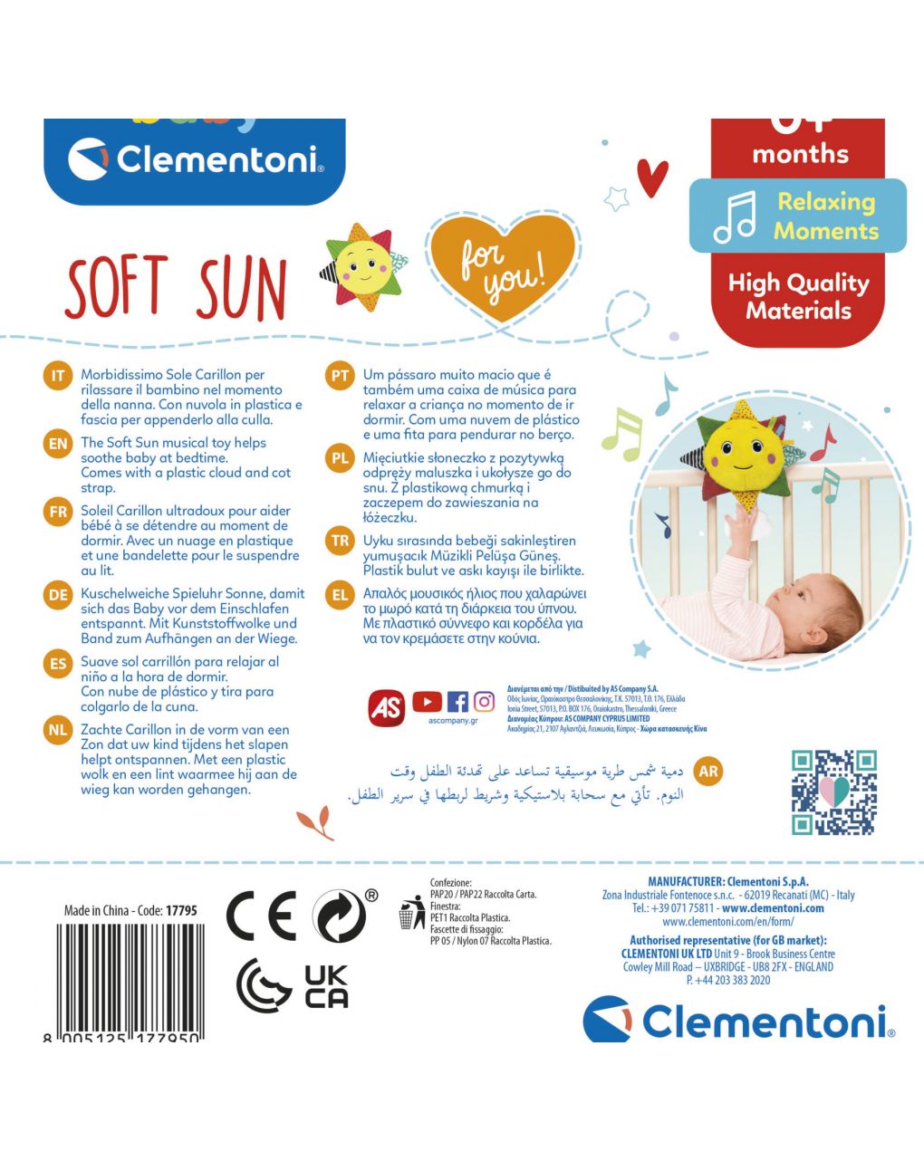 Baby clementoni - soft sun gioco musicale, carillon neonato - Baby Clementoni