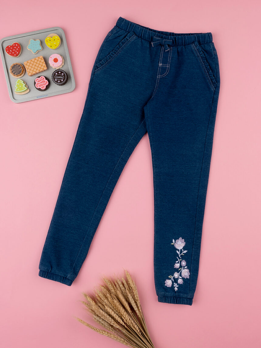 Pantalone denim girl "fiori" - Prénatal