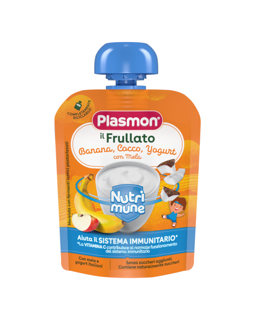 Il frullato nutri-mune banana, cocco, yogurt, mela 85 g - plasmon - Plasmon