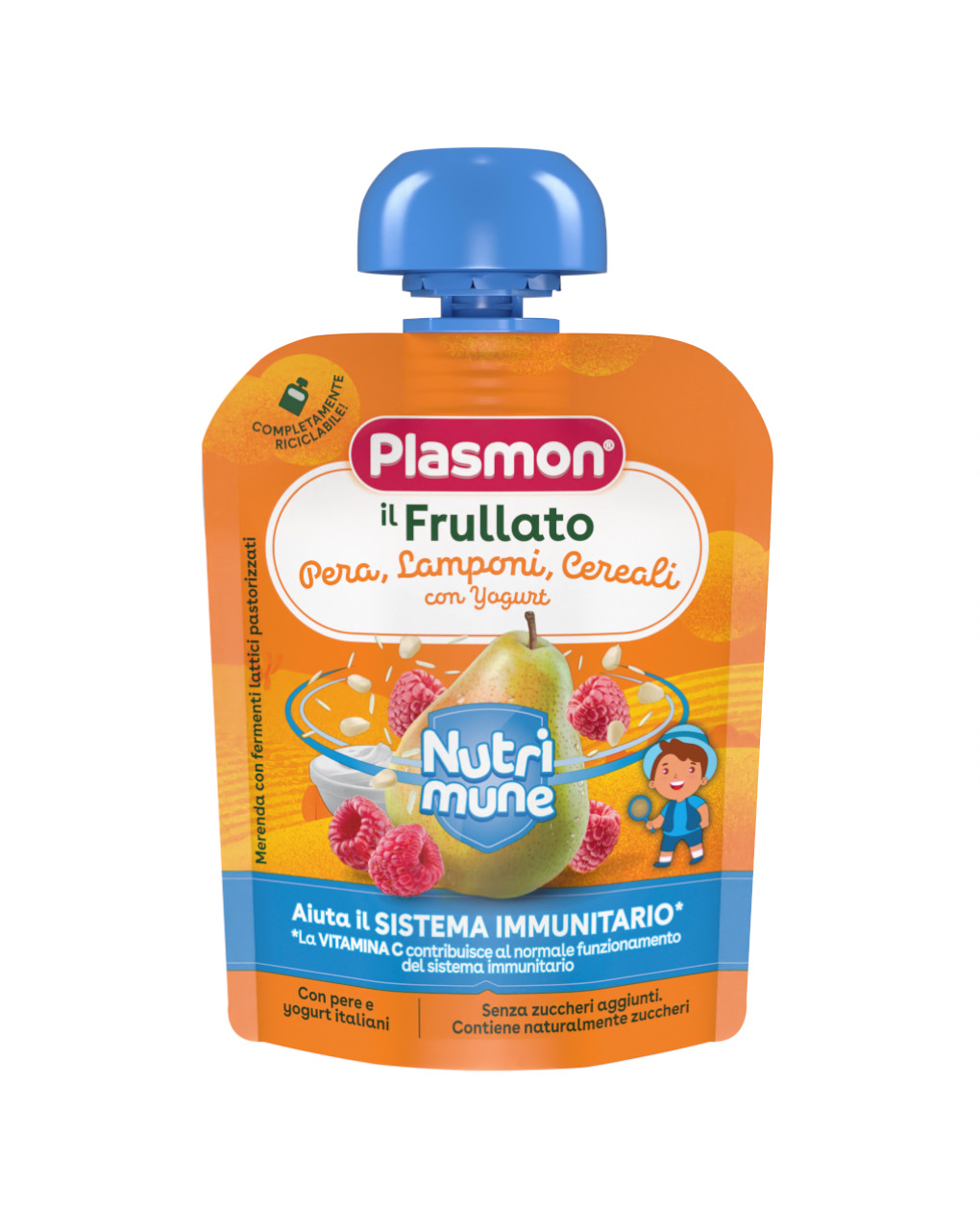 Il frullato nutri-mune pera, lamponi cereali, yogurt 85g - plasmon - Plasmon