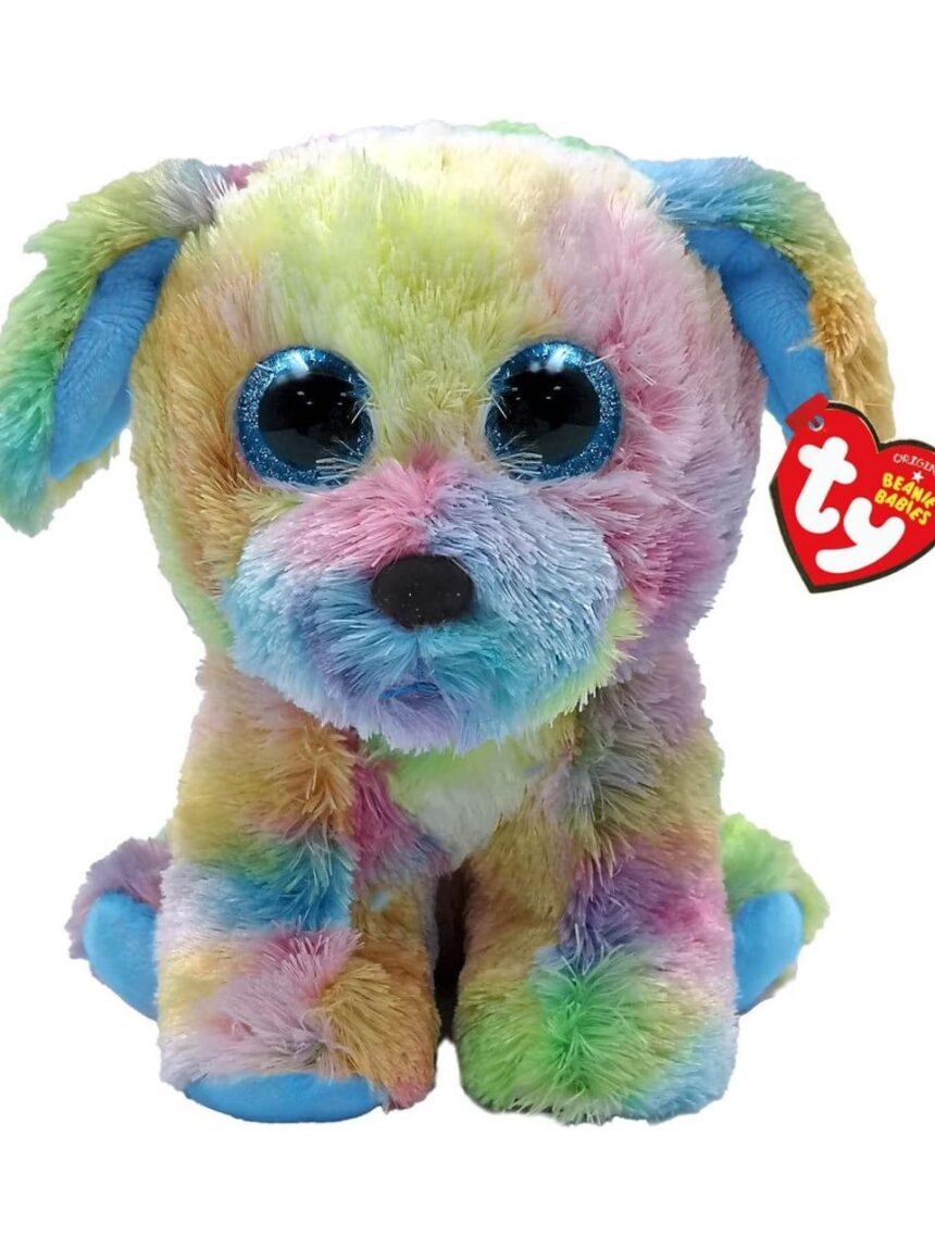 Max the dog cagnolino peluche arcobaleno con occhioni glitter azzurri 15 cm - ty - TY