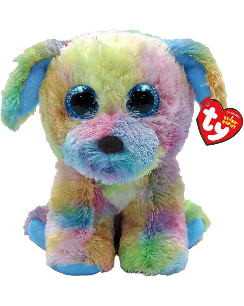Max the dog cagnolino peluche arcobaleno con occhioni glitter azzurri 15 cm - ty - TY