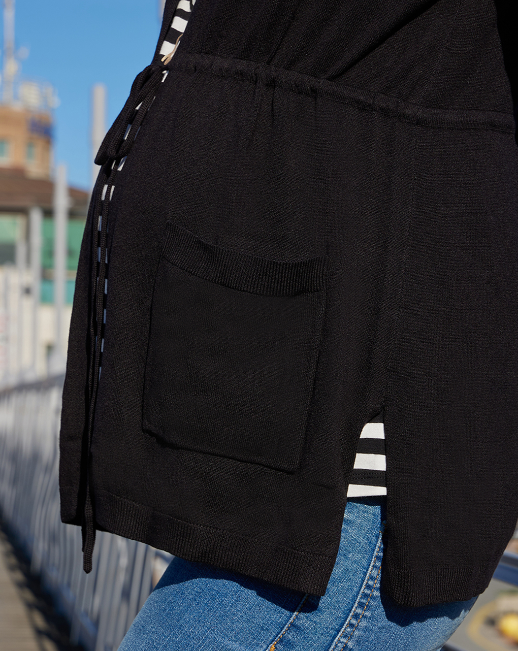 Cardigan premaman nero con cappuccio - Prénatal