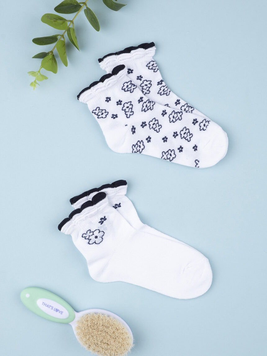 Pack 2 calze girl “flower blue” - Prénatal