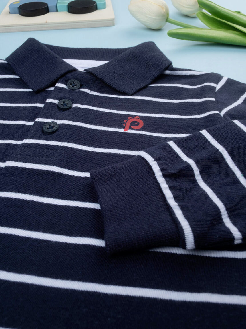 Polo bimbo rigata blu - Prénatal