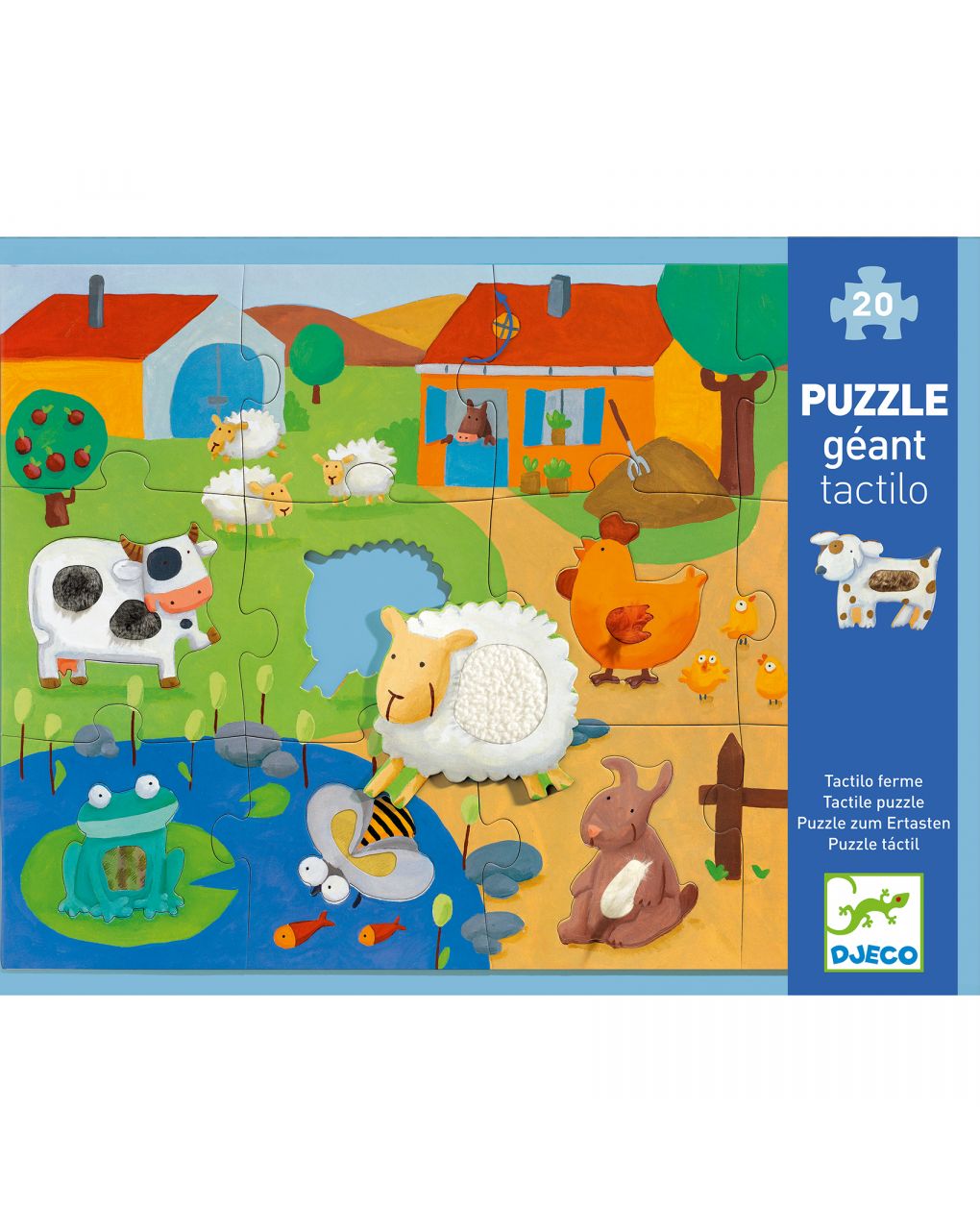 Tactile farm - puzzle gigante da 12 pezzi - djeco - Djeco