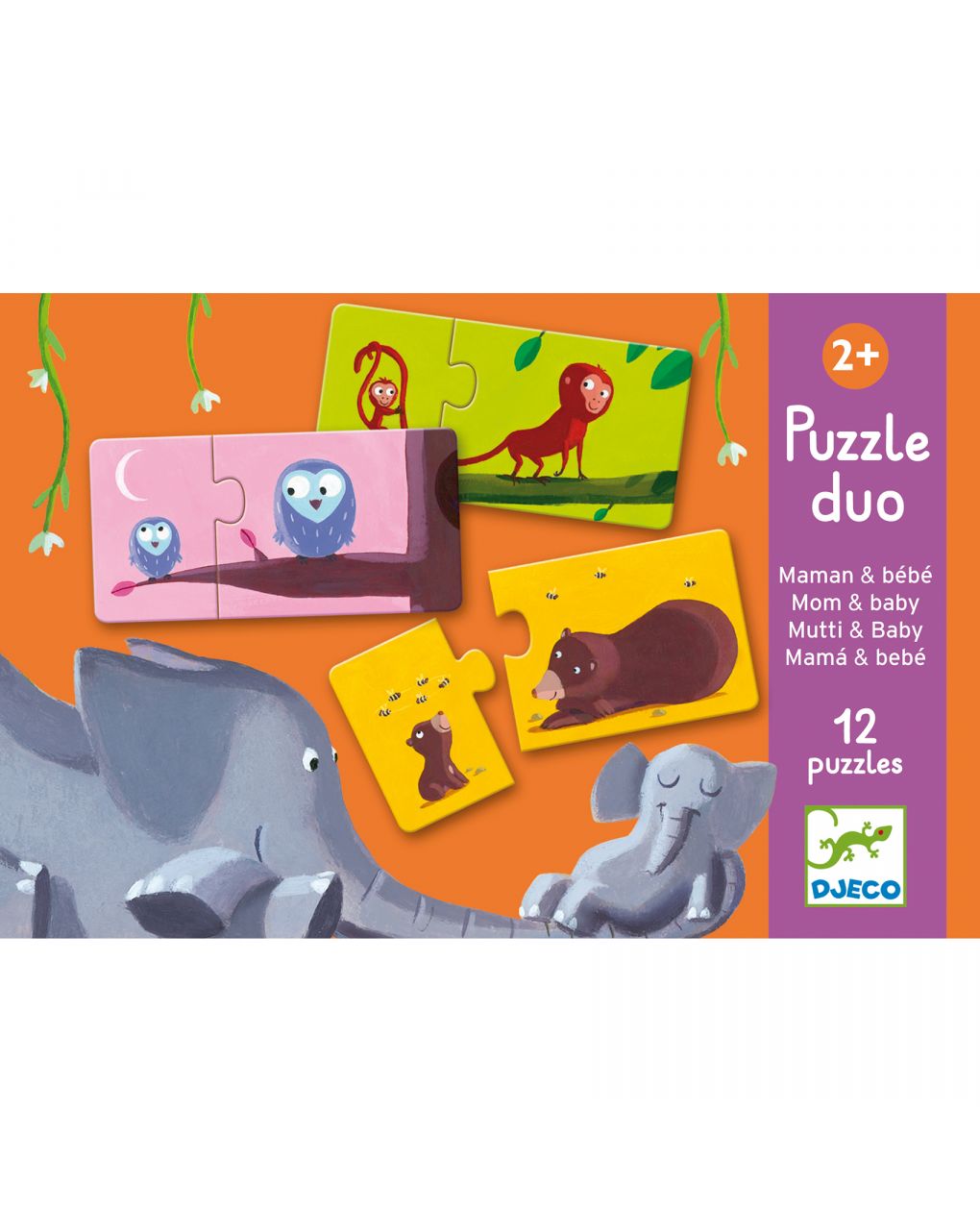 Puzzle duo mom and baby 12 puzzle di 2 tessere - djeco - Djeco