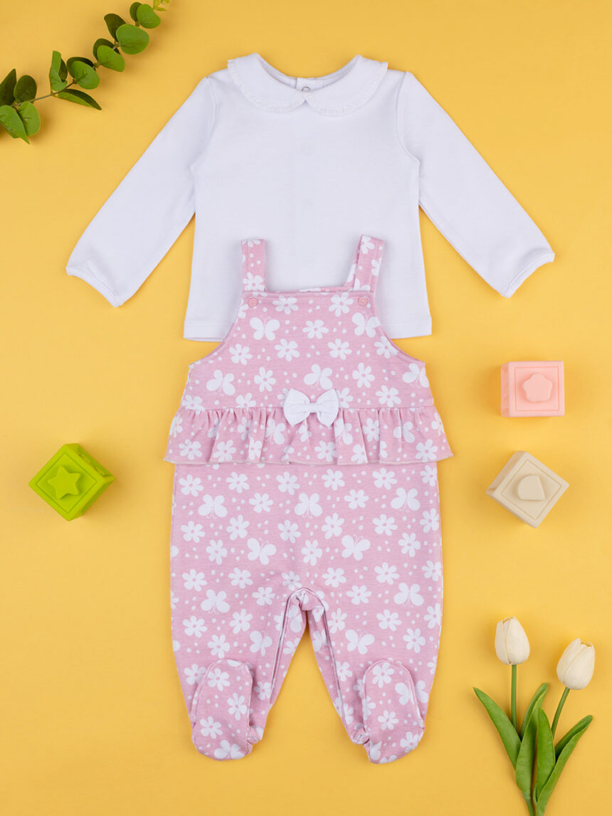 Completo bimba salopette rosa - Prénatal