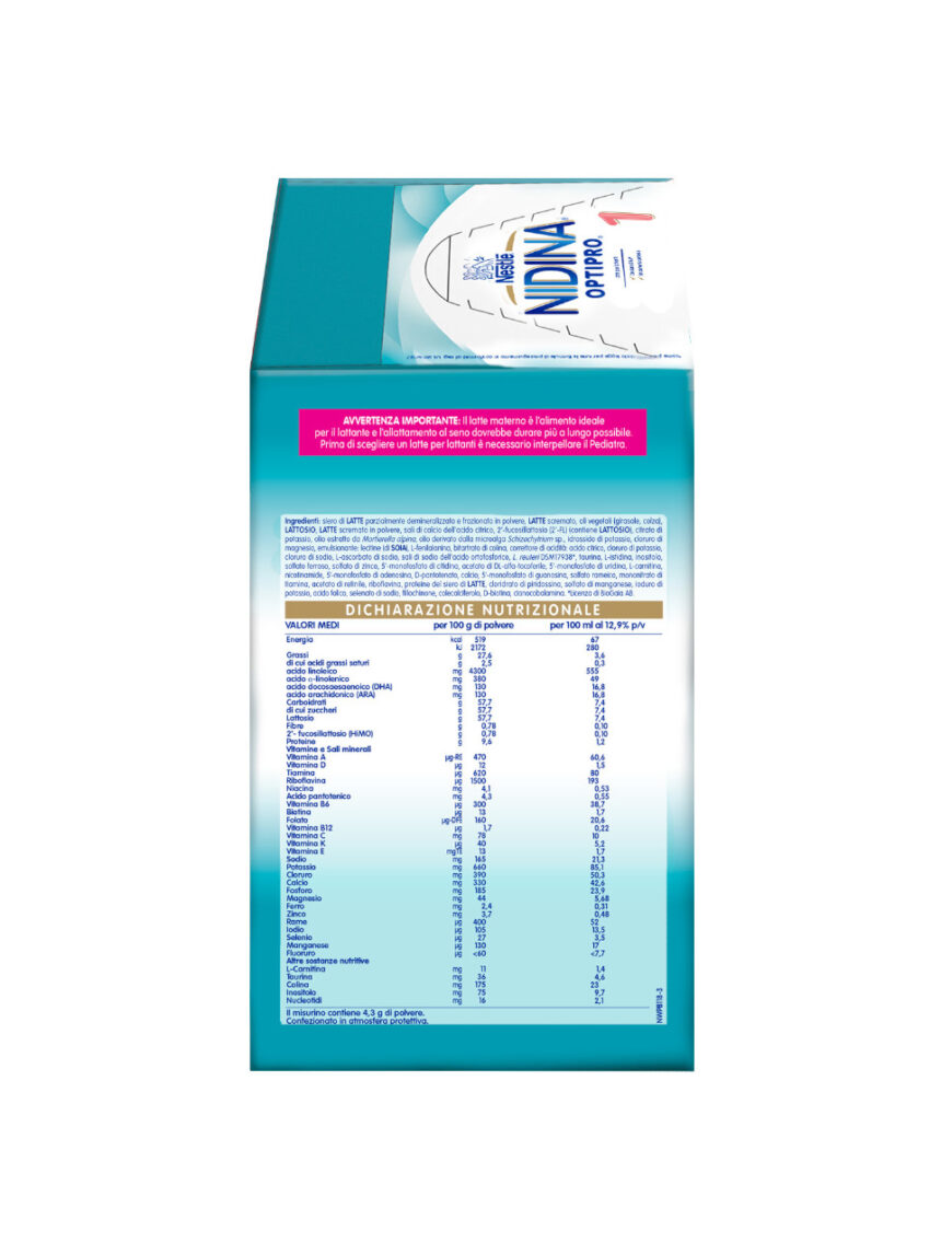Nestlé nidina optipro 1 dalla nascita latte in polvere - 1.2 kg (2x600g) - Nestlé