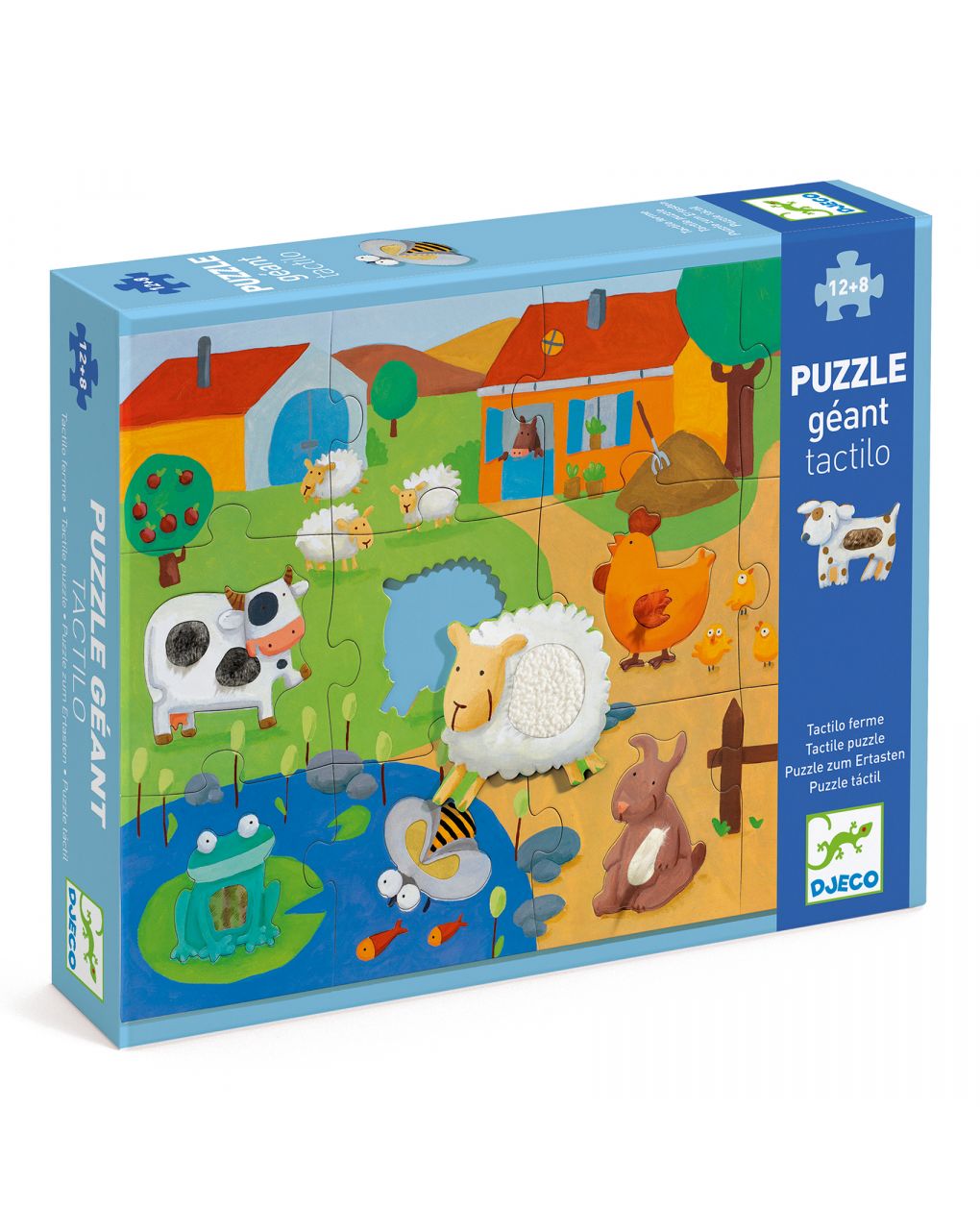 Tactile farm - puzzle gigante da 12 pezzi - djeco - Djeco