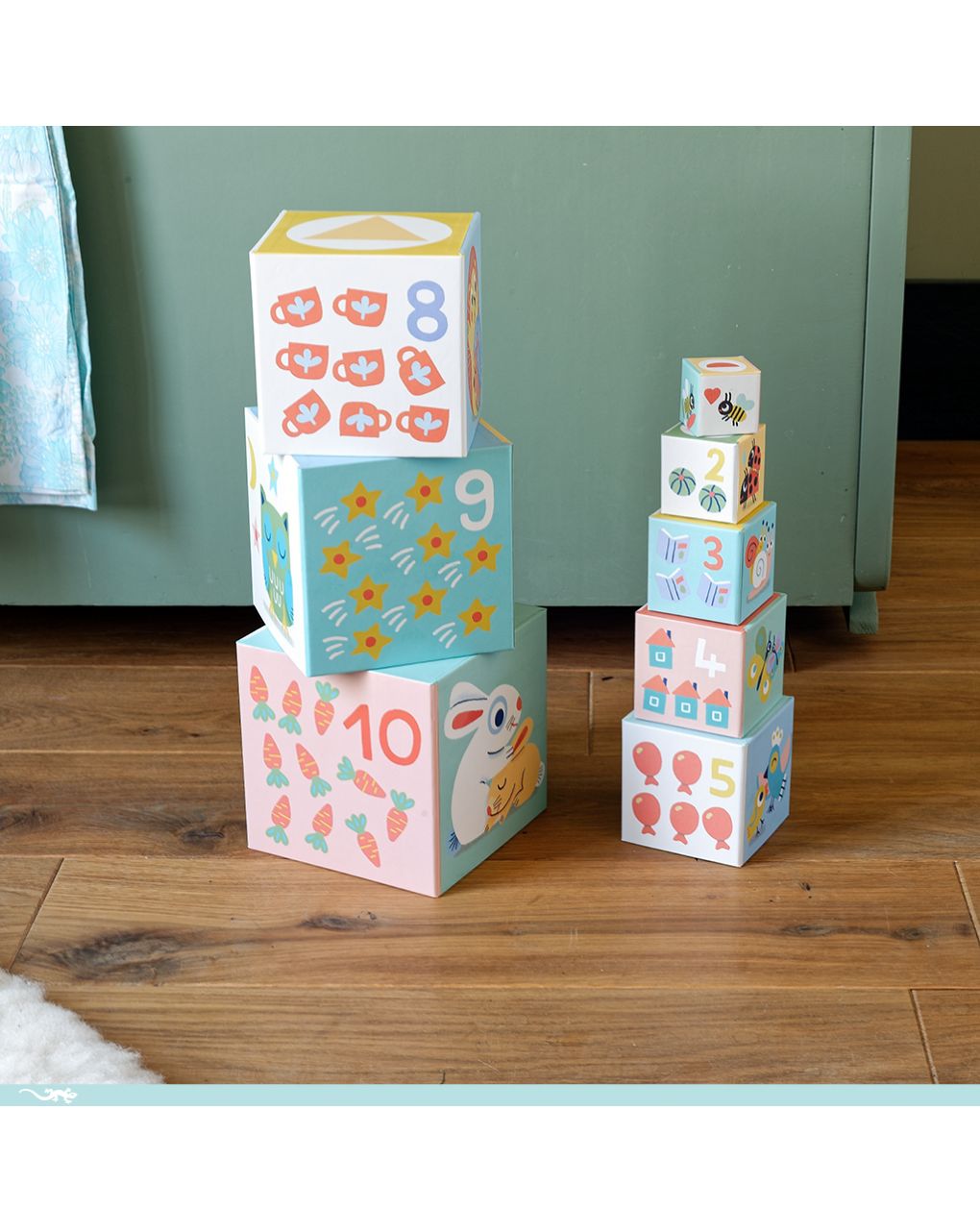 Babybloki 10 cubi sovrapponibili in cartone - djeco - Djeco